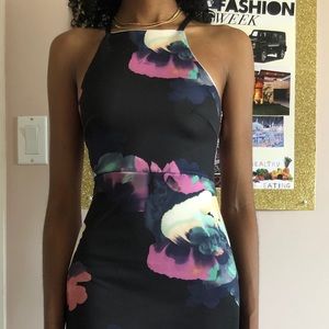 Floral midi dress stretch neoprene style